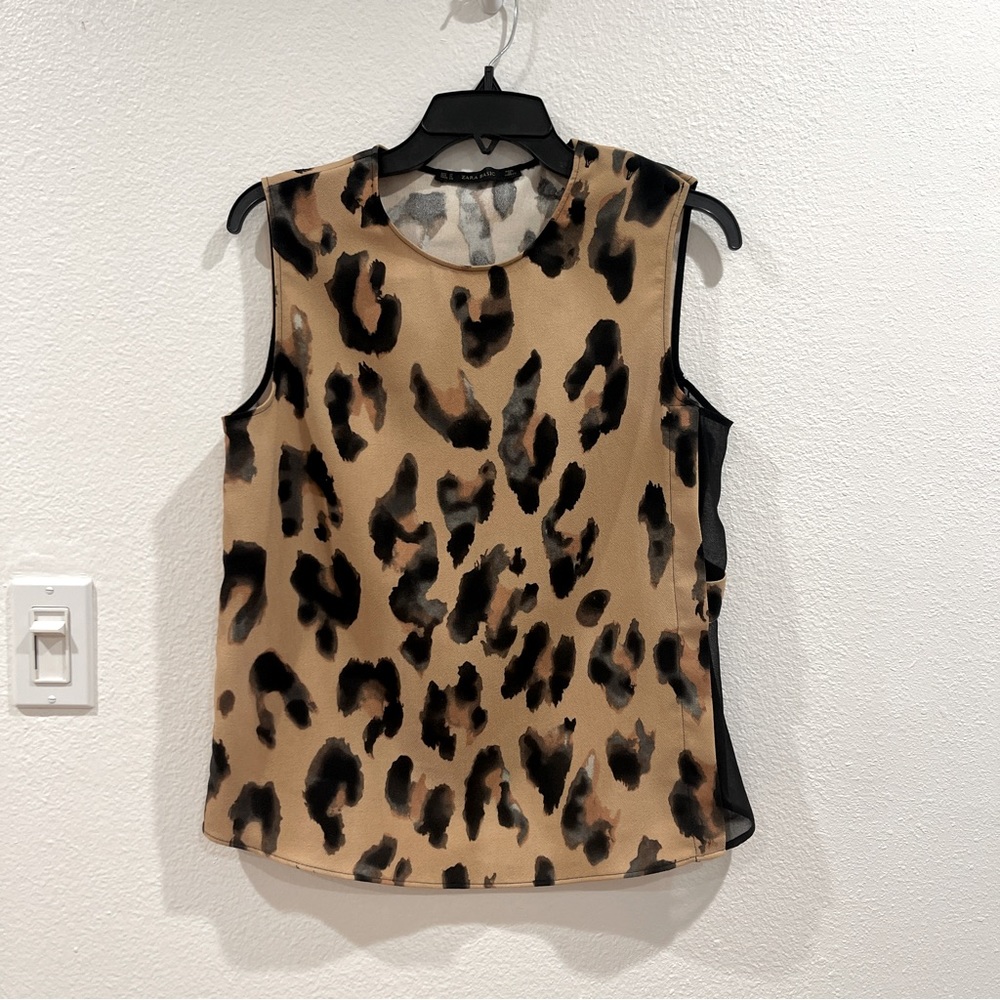 EUC Zara leopard print tank top blouse Sz M